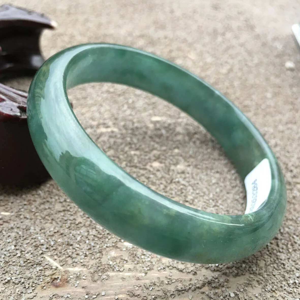 10% OFF- 54/55/56mm Certified Natural Oily Green Jadeite Emerald A*Jade HandCarved Lucky Bracelet Bangle x3284