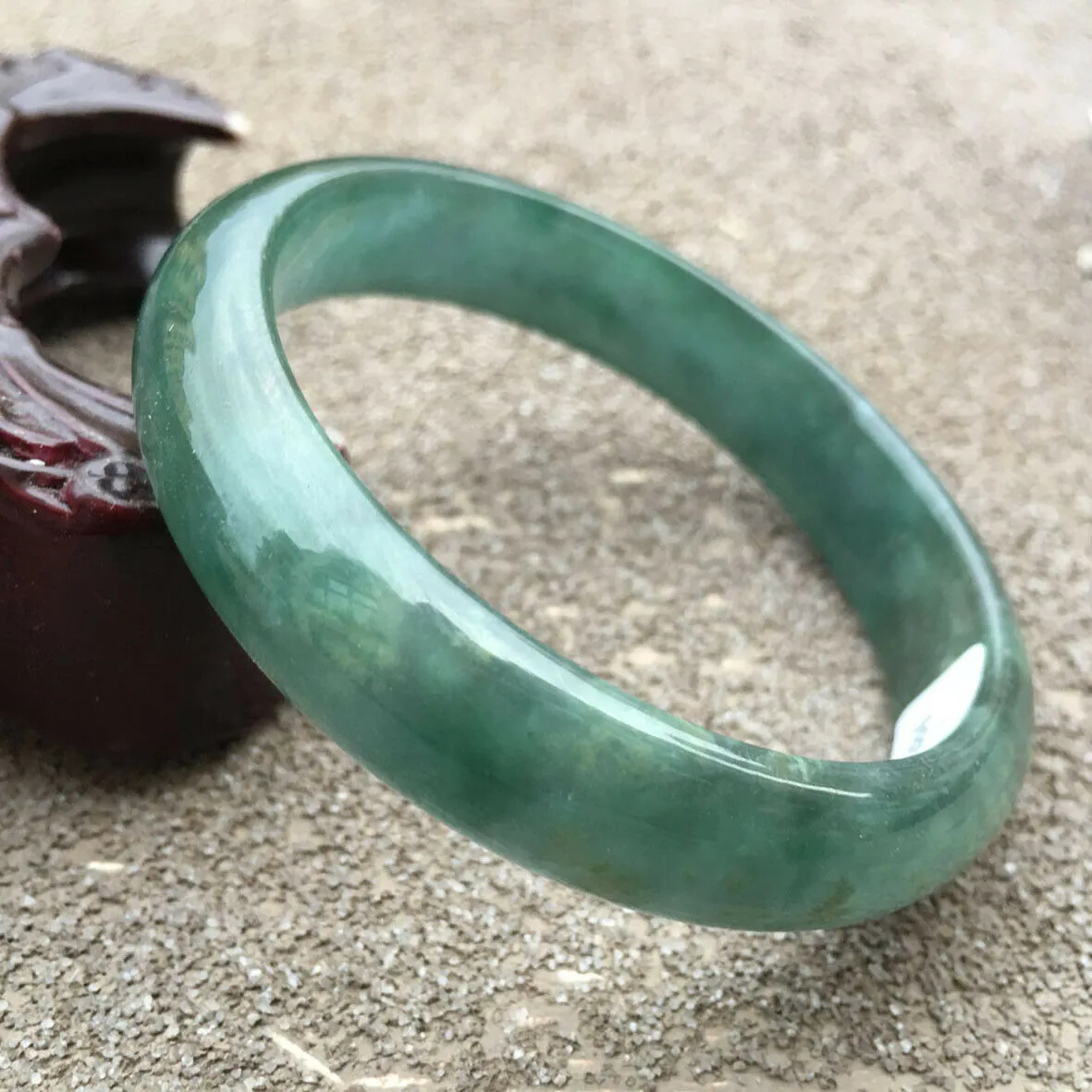 10% OFF- 54/55/56mm Certified Natural Oily Green Jadeite Emerald A*Jade HandCarved Lucky Bracelet Bangle x3284