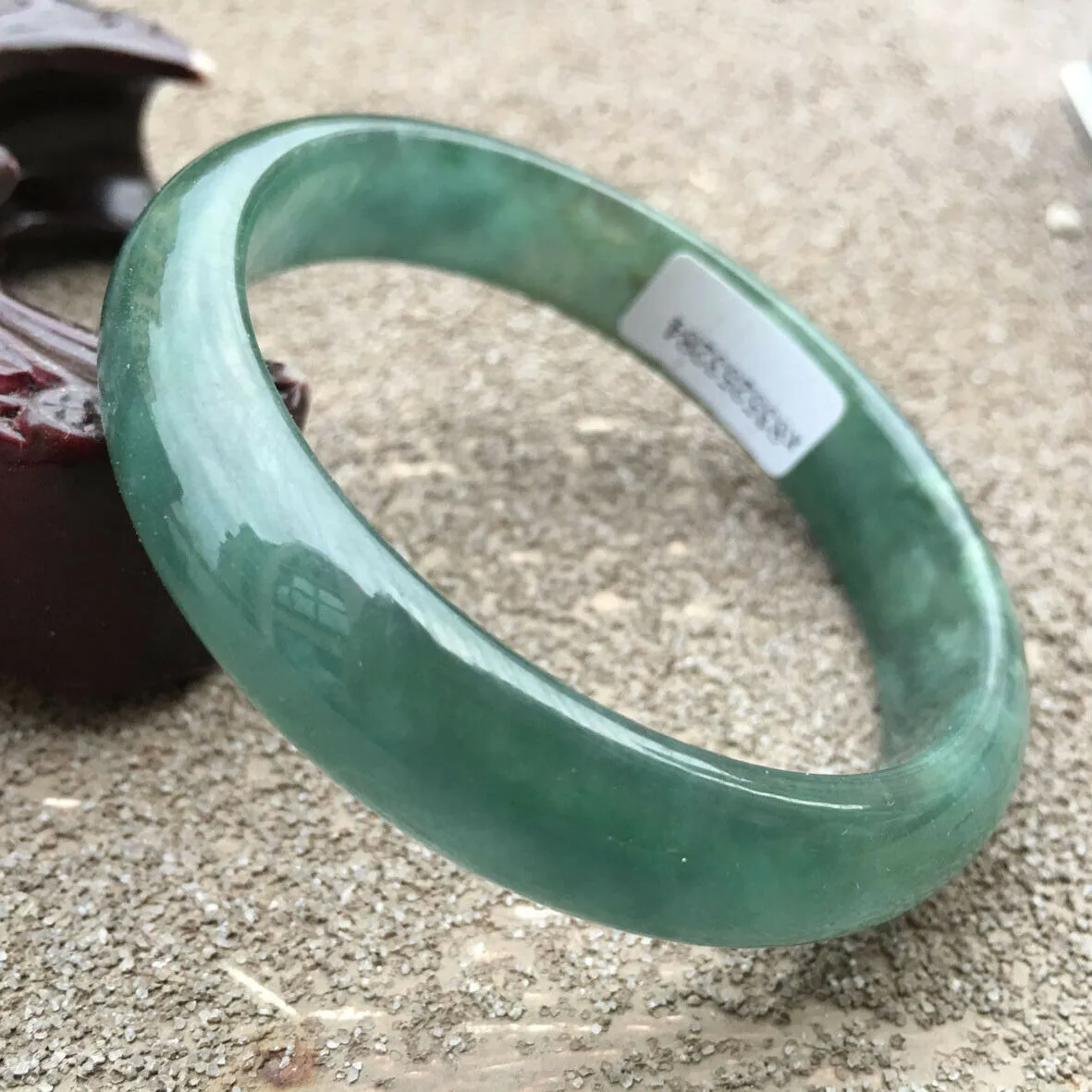 10% OFF- 54/55/56mm Certified Natural Oily Green Jadeite Emerald A*Jade HandCarved Lucky Bracelet Bangle x3284