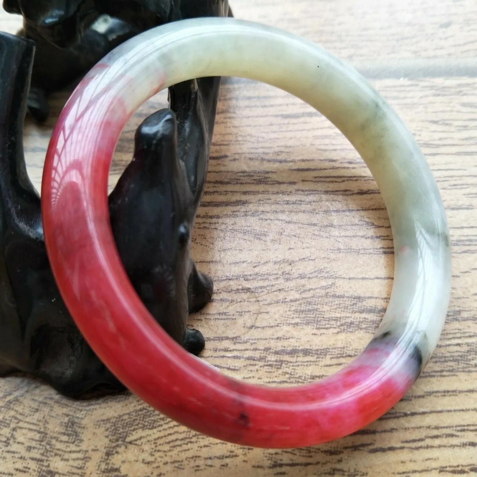 10% OFF- 55/56/57mm Certified Natural Red Emerald Xiu Jade A HandCarved Lucky Round Bracelet Bangle A226