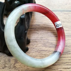 10% OFF- 55/56/57mm Certified Natural Red Emerald Xiu Jade A HandCarved Lucky Round Bracelet Bangle A226