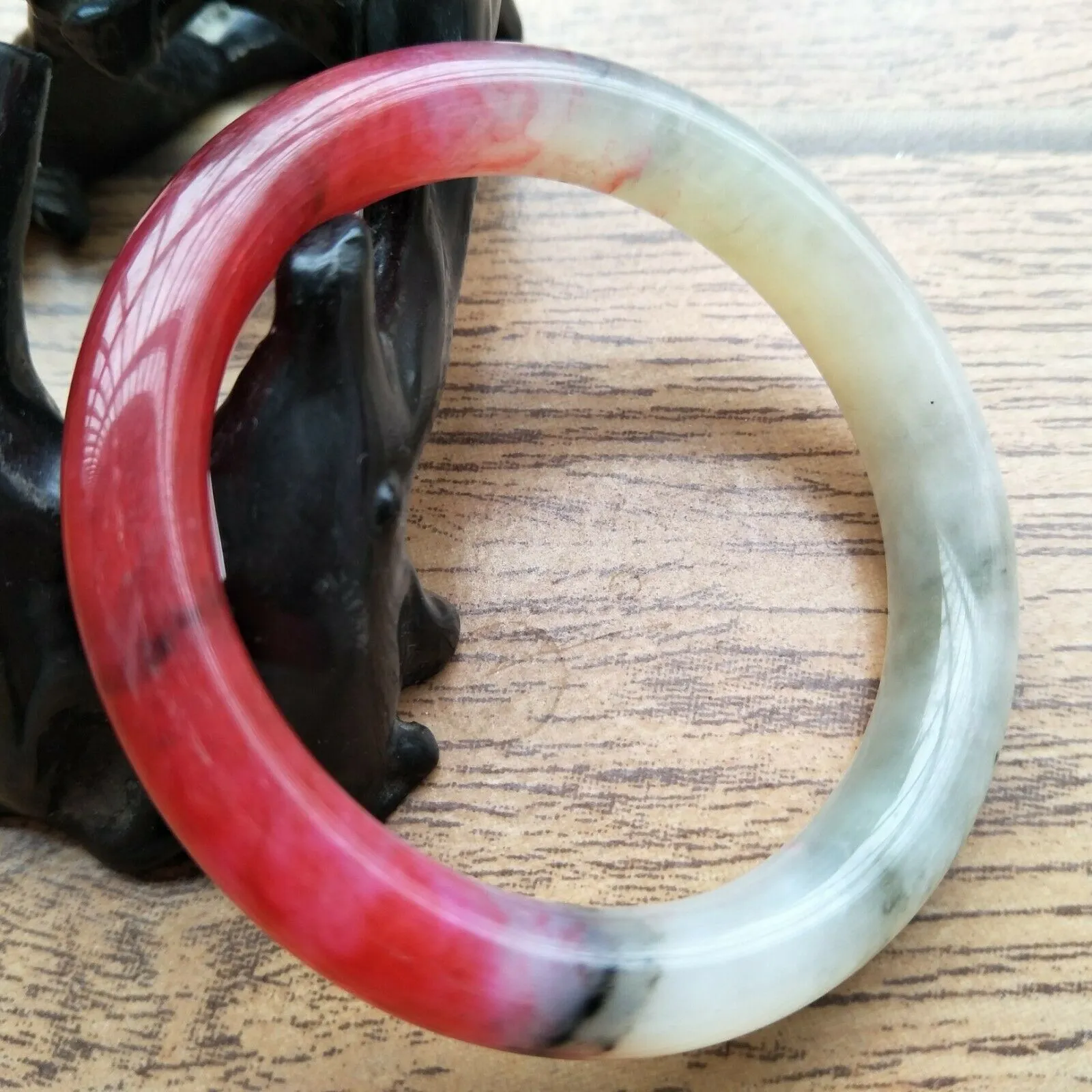 10% OFF- 55/56/57mm Certified Natural Red Emerald Xiu Jade A HandCarved Lucky Round Bracelet Bangle A226