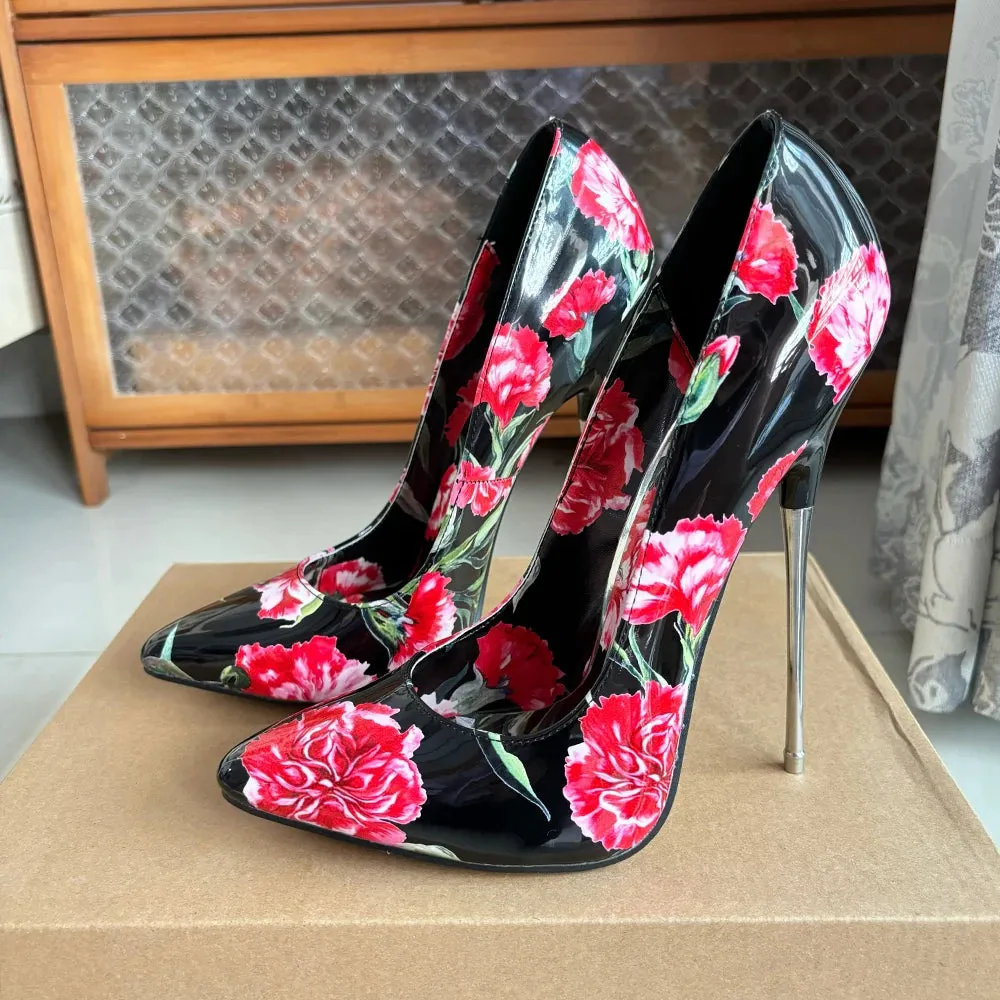 16cm Extreme High Heels Sexy Floral Stilettos Sexy Women Pumps