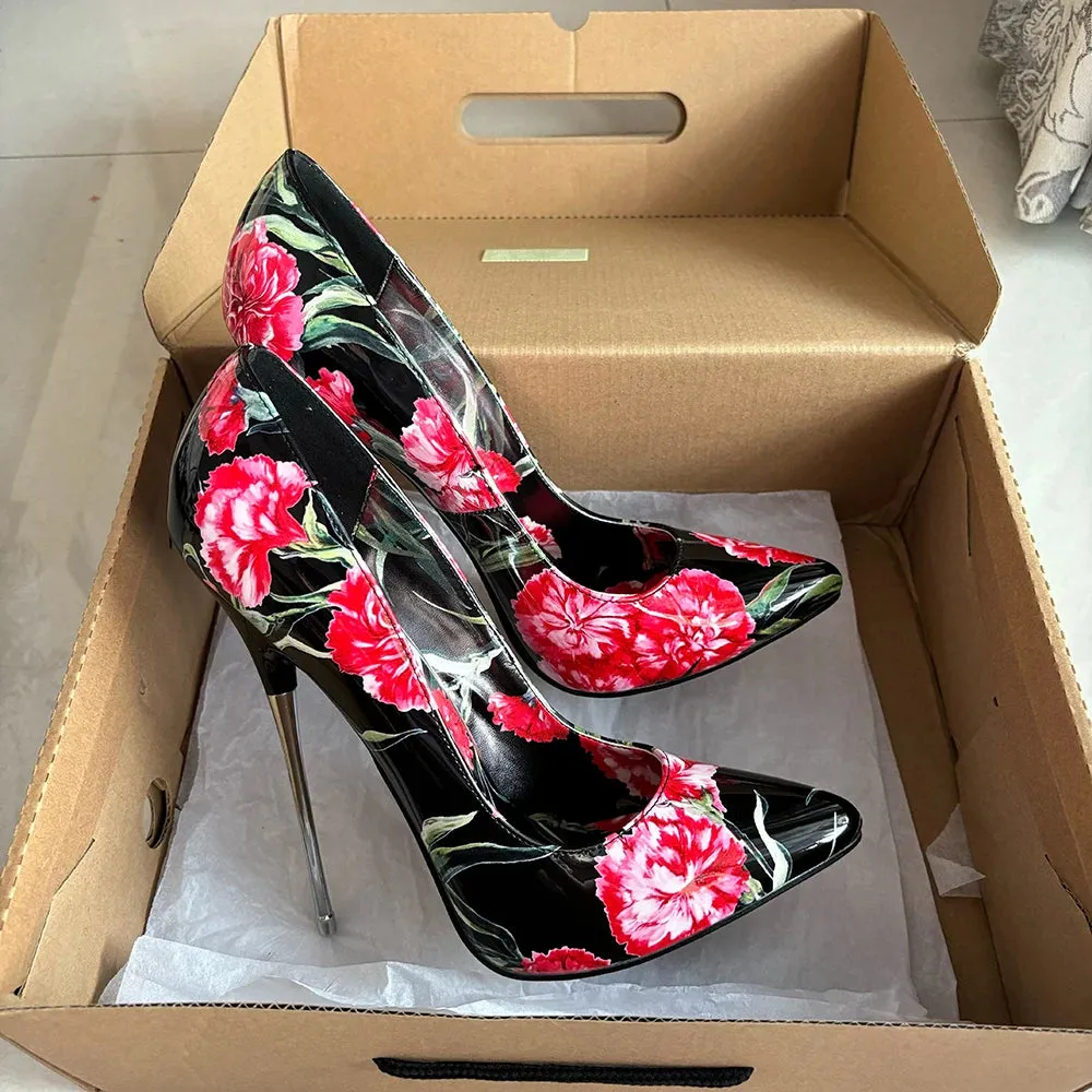 16cm Extreme High Heels Sexy Floral Stilettos Sexy Women Pumps