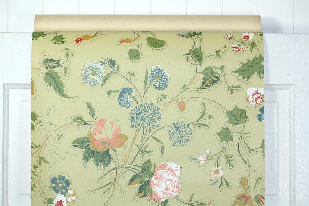 1960s Floral Vintage Wallpaper