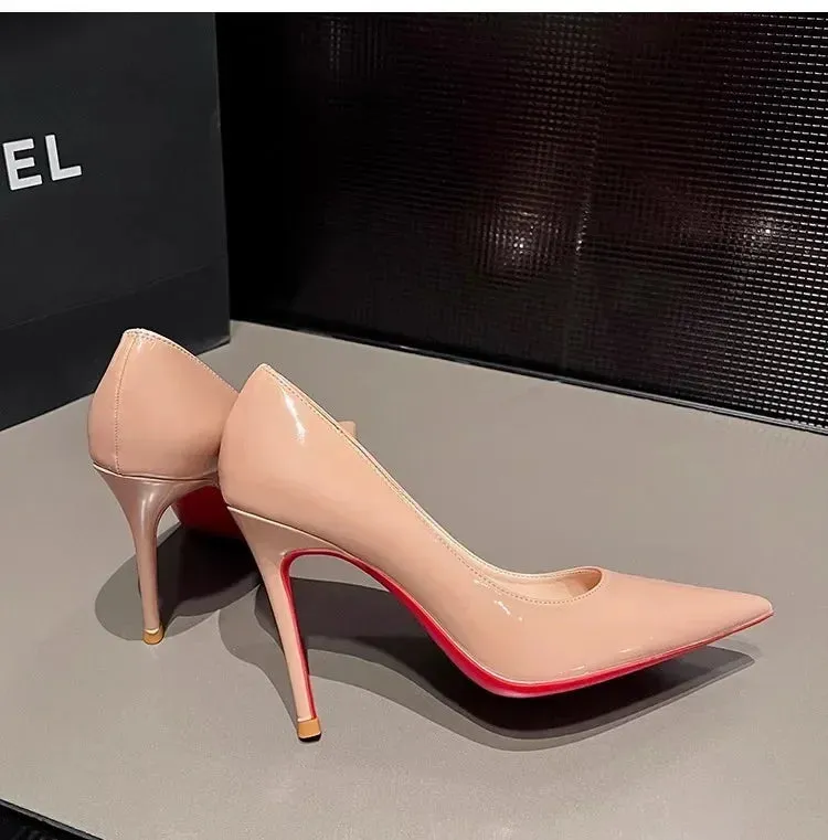2024 High Heels Women Pumps Red Bottom Pointed Toe High Heels Big Size Ladies Wedding Shoes Bride Mary Jane Shoes Platform Heels