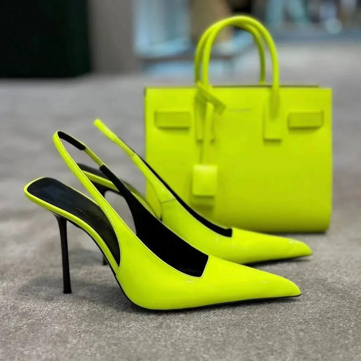 2025 Spring Snd Summer Pumps Pointy Patent Leather Simple High Heels Slim Heels Sexy Sandals Woman