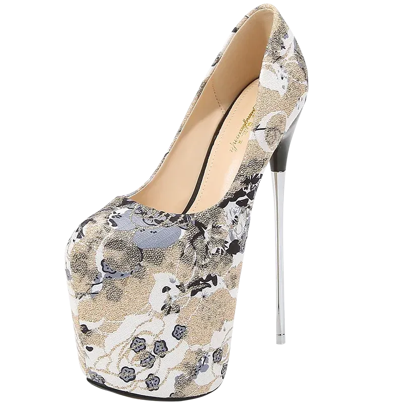 30 22 19cm Ultra High Metal Thin Heels Cosplay Lace Flowers Pumps Wedding Shoes