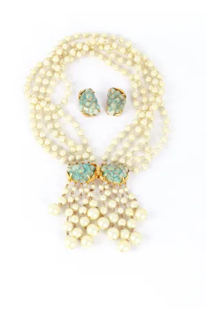 5 Strand Bead & Morenci Necklace & Earring Set