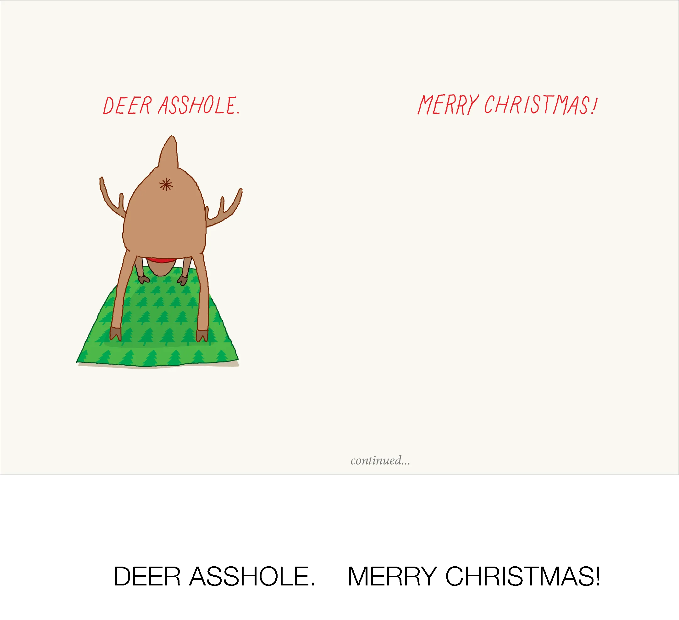 628 Downward Facing Reindeer (Christmas Card)