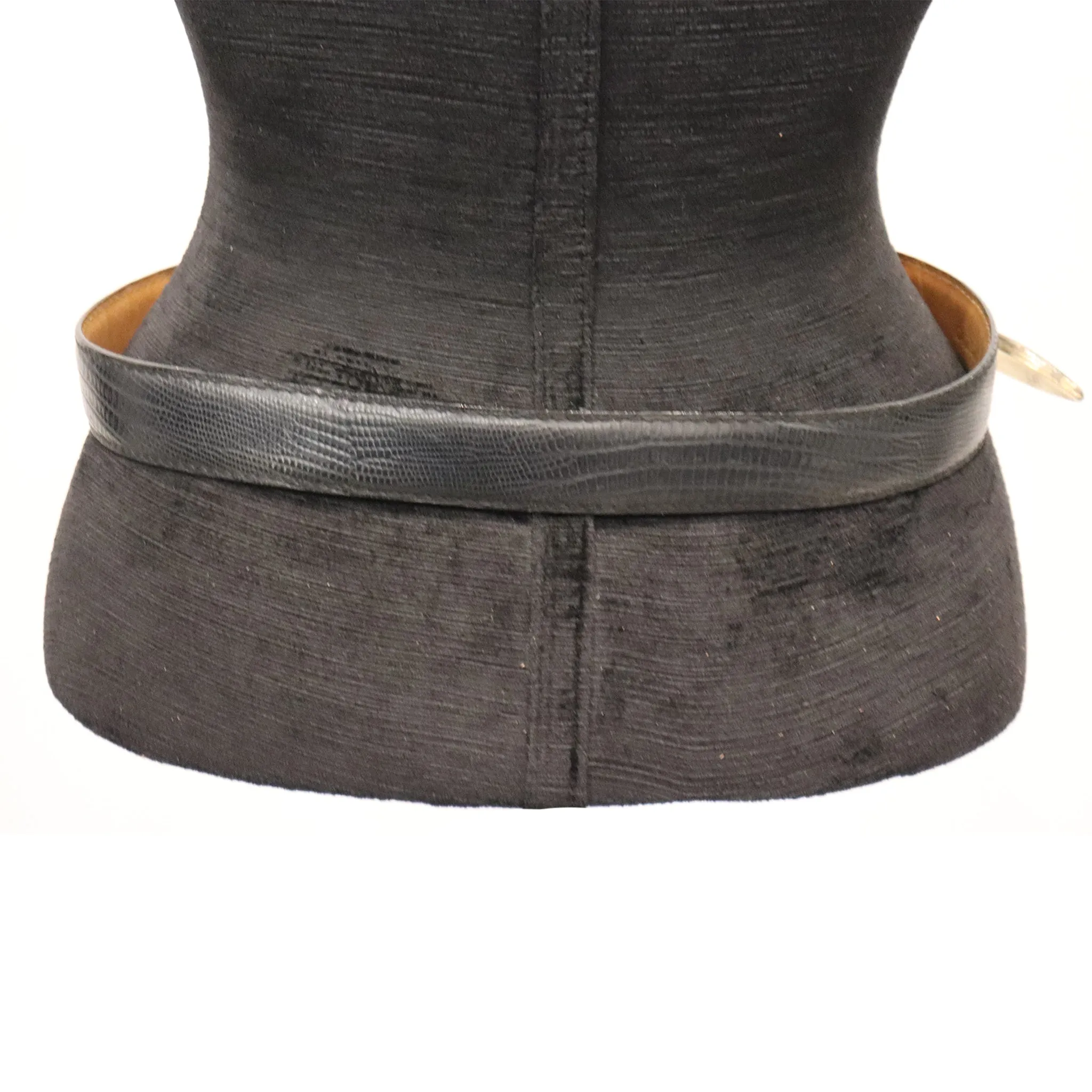 Alberes Black Leather Belt W/ Gold Accents