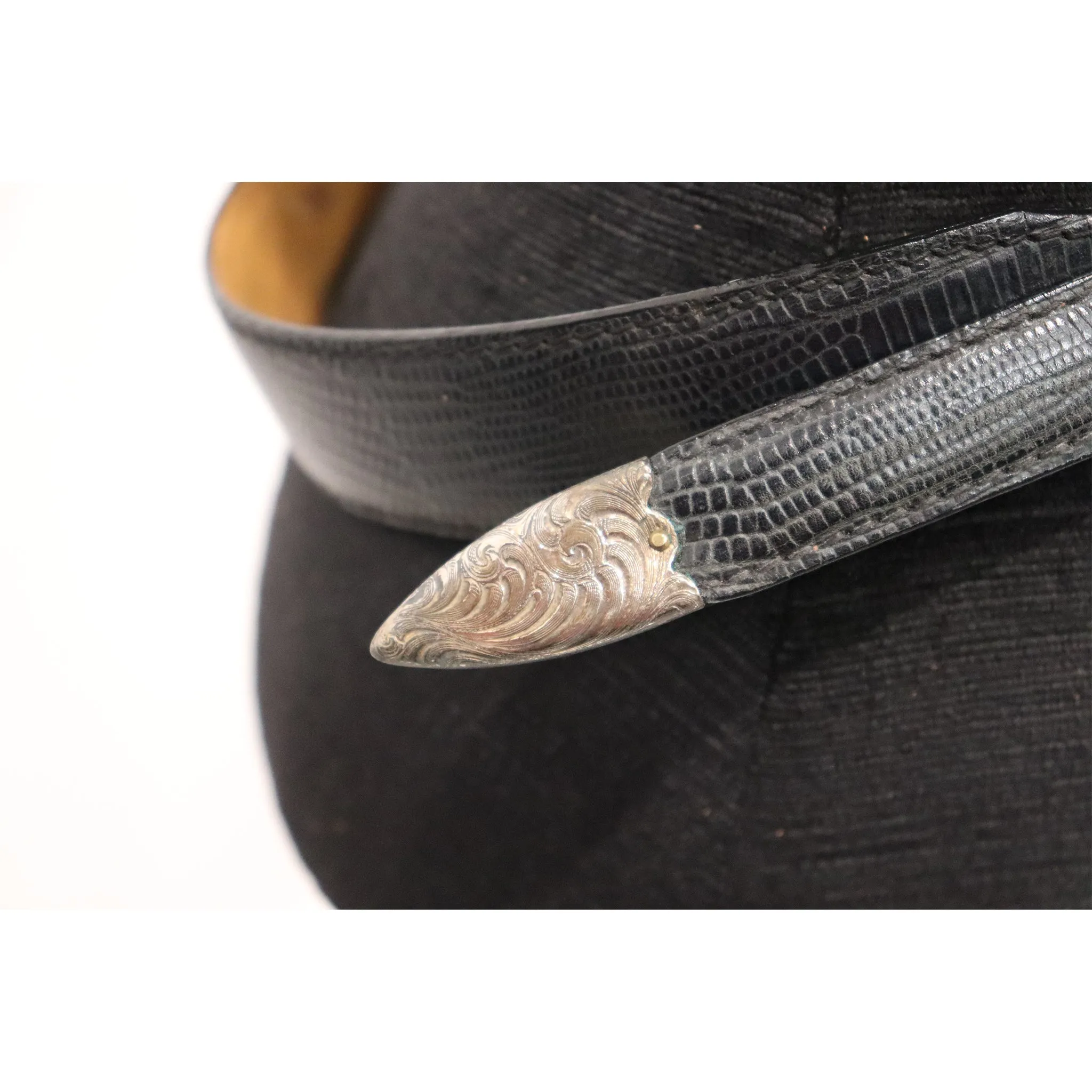 Alberes Black Leather Belt W/ Gold Accents