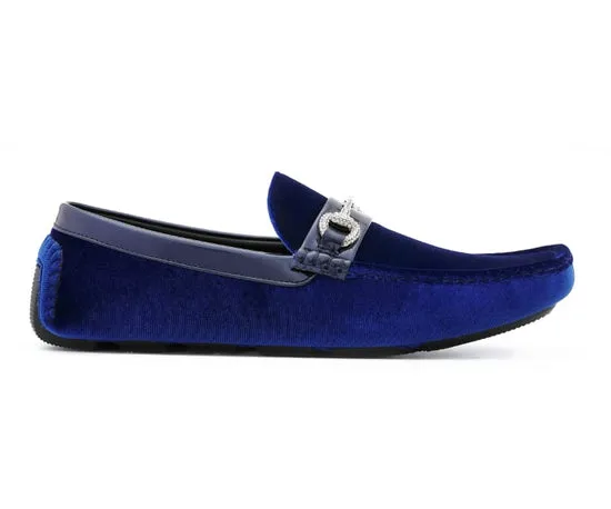 Amali Bling Royal Blue Men's Smoking Driving Moccasin/Dress Shoe