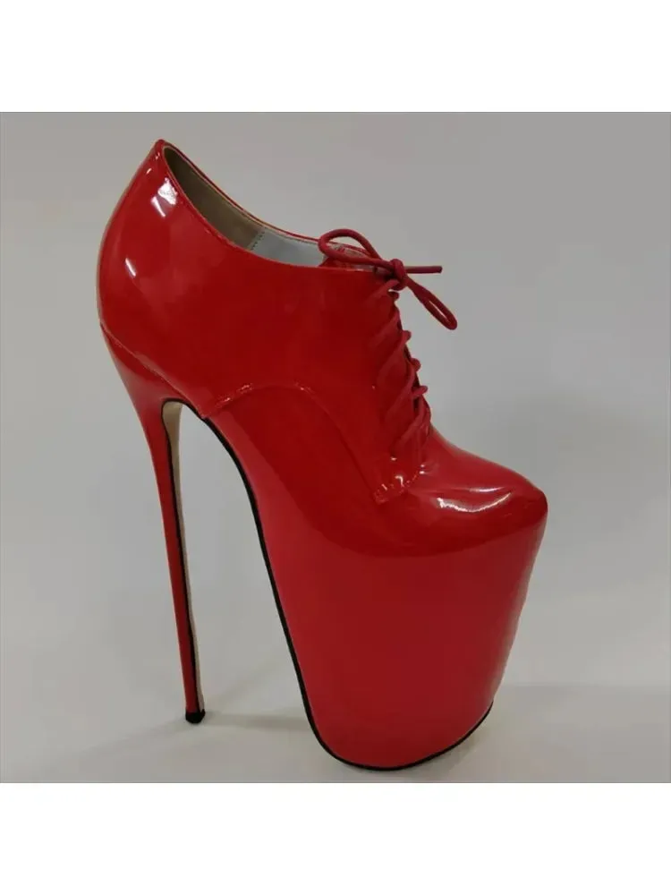 Ankle Boots Platform Shoes for Woman Pumps Round Toe 22cm Thin High Heels