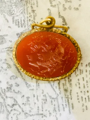 Antique Carnelian King and Queen Pendant