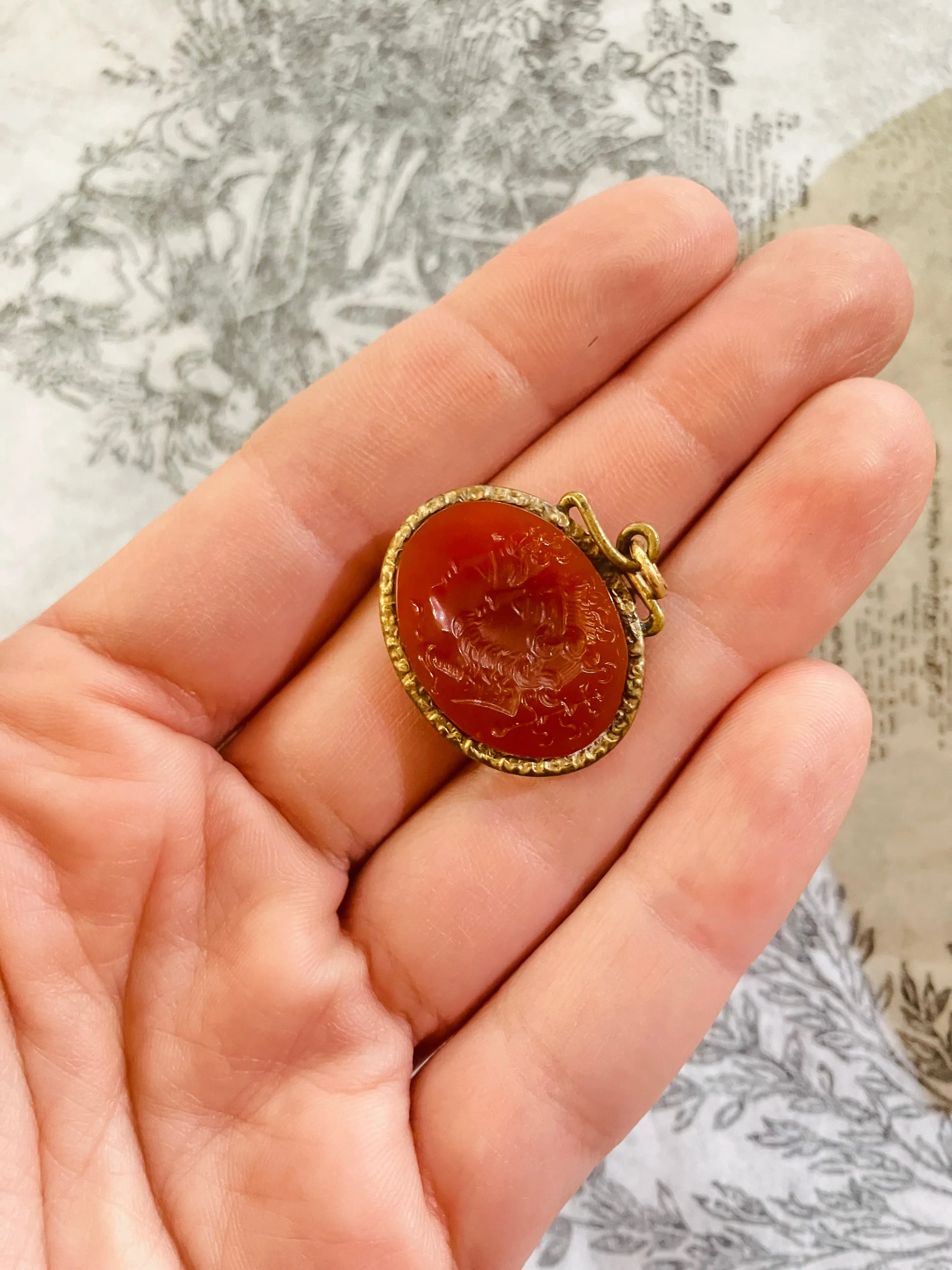 Antique Carnelian King and Queen Pendant