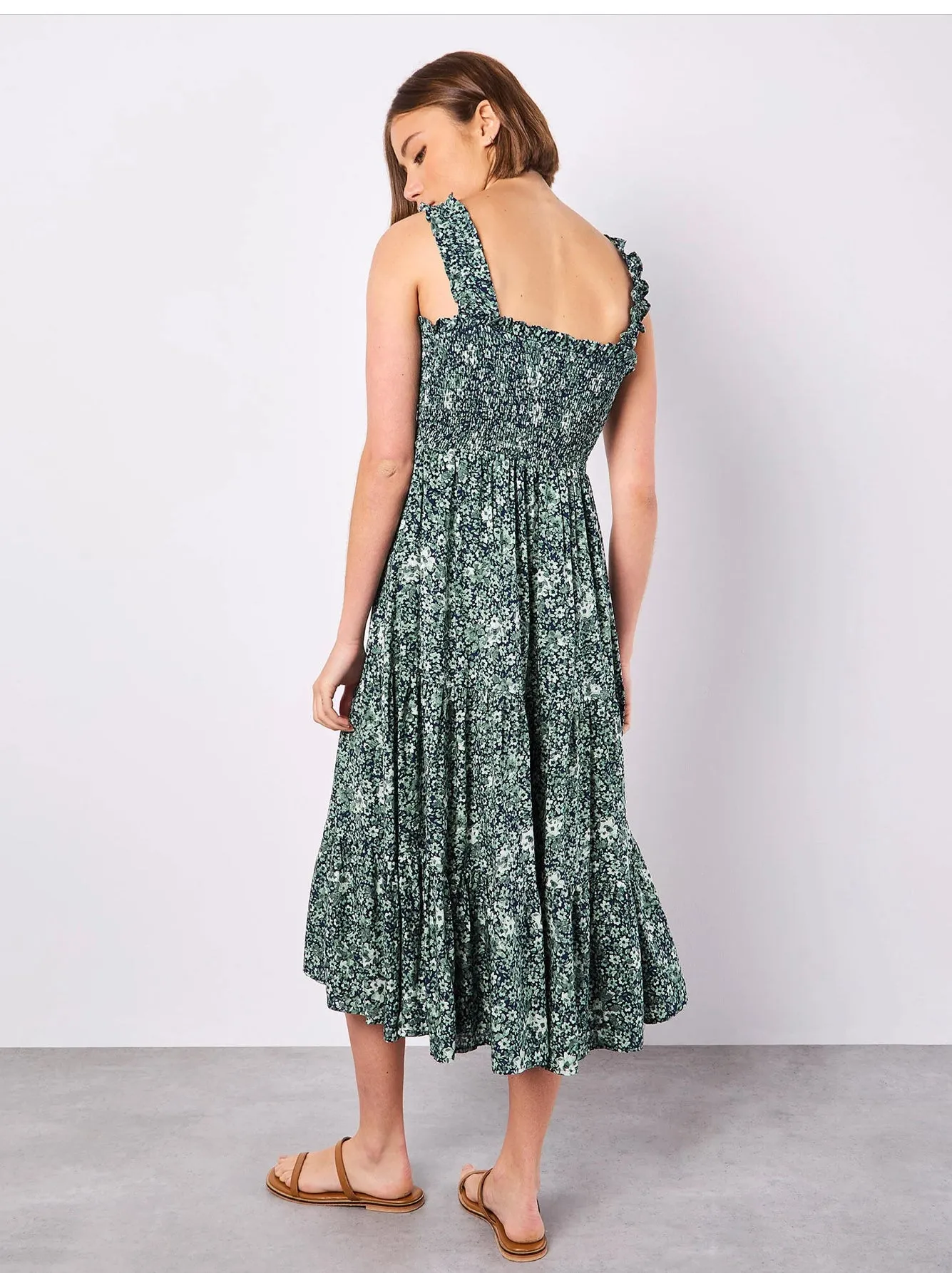 Apricot Ditsy Floral Midi Dress