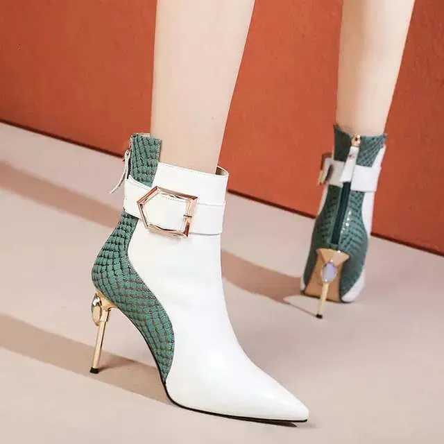 Autumn And Winter New European Fashion Short Pointed Back Zipper Stiletto High Heel Boots Women Kq8