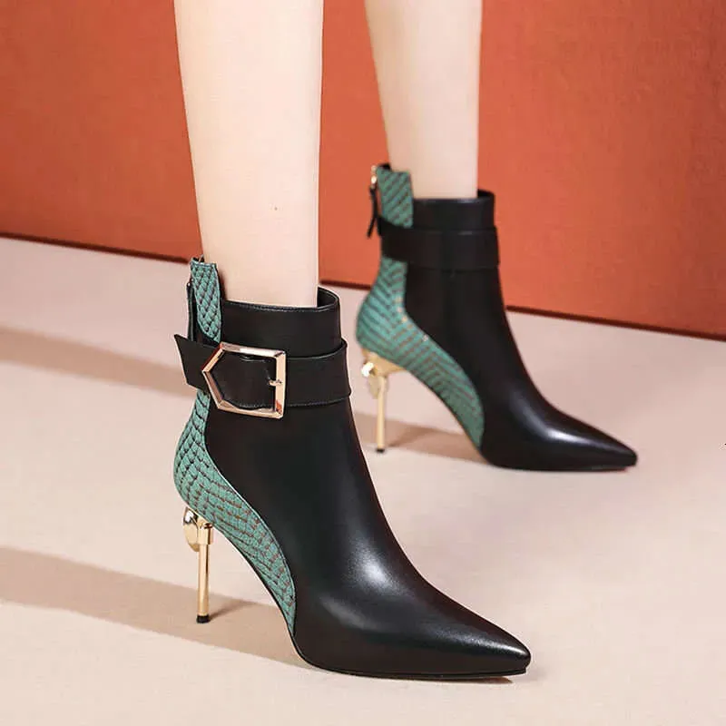 Autumn And Winter New European Fashion Short Pointed Back Zipper Stiletto High Heel Boots Women Kq8