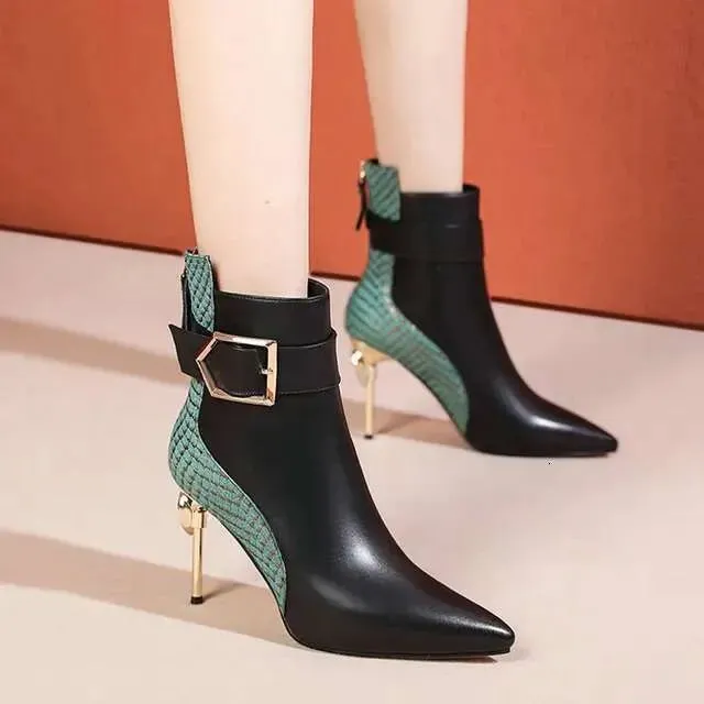 Autumn And Winter New European Fashion Short Pointed Back Zipper Stiletto High Heel Boots Women Kq8