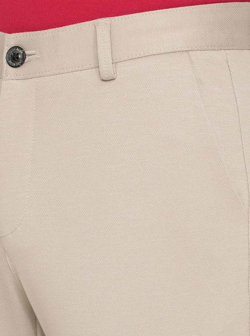 Beige Solid Venice Fit Casual Trouser | JadeBlue