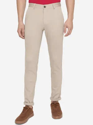 Beige Solid Venice Fit Casual Trouser | JadeBlue
