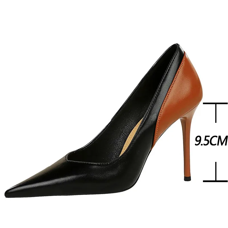 BIGTREE Shoes Color Blocking Women Pumps Pointed Tip High Heels Sexy Party Shoes Stilettos Heels Women Shoes Large Size 42 43