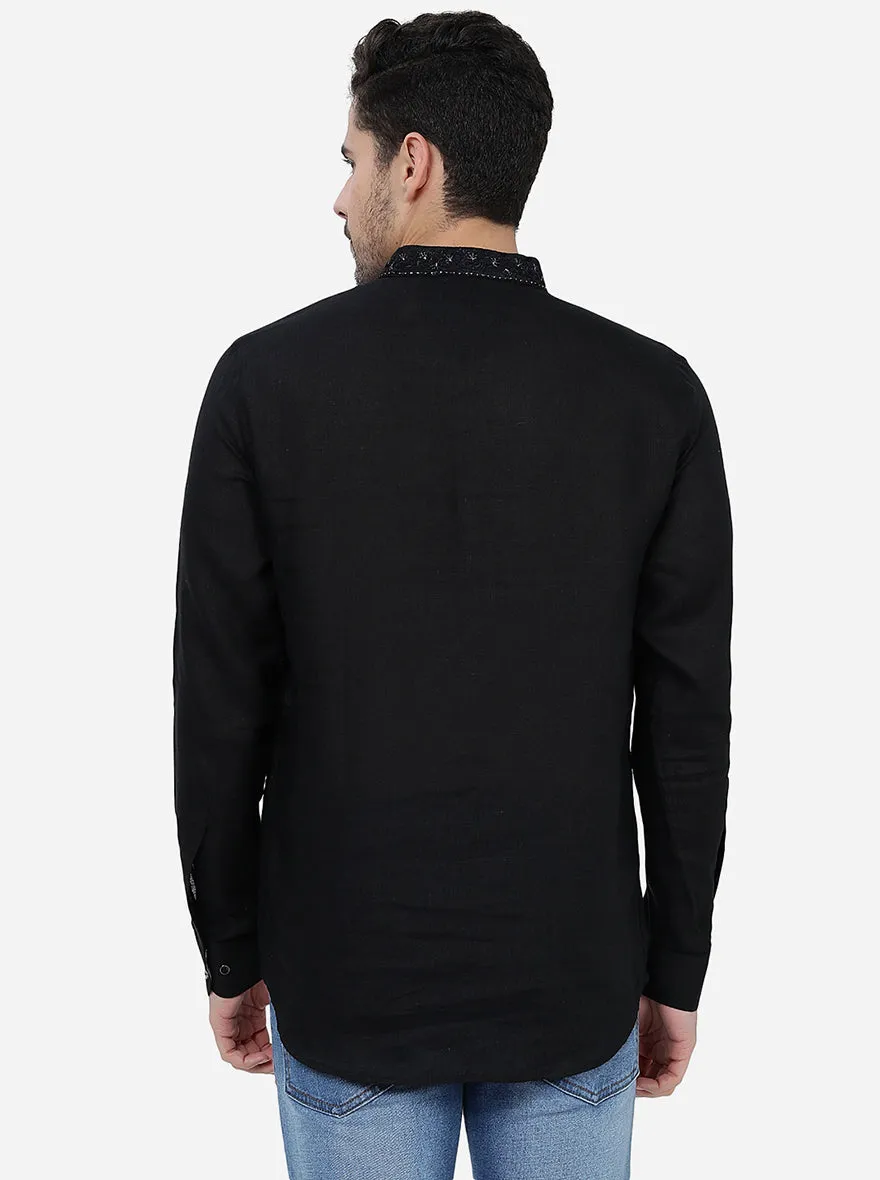 Black Solid Slim Fit Party Wear Kurta | JB Studio