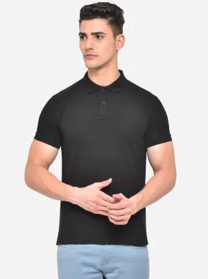 Black Solid Slim Fit Polo T-Shirt | Greenfibre