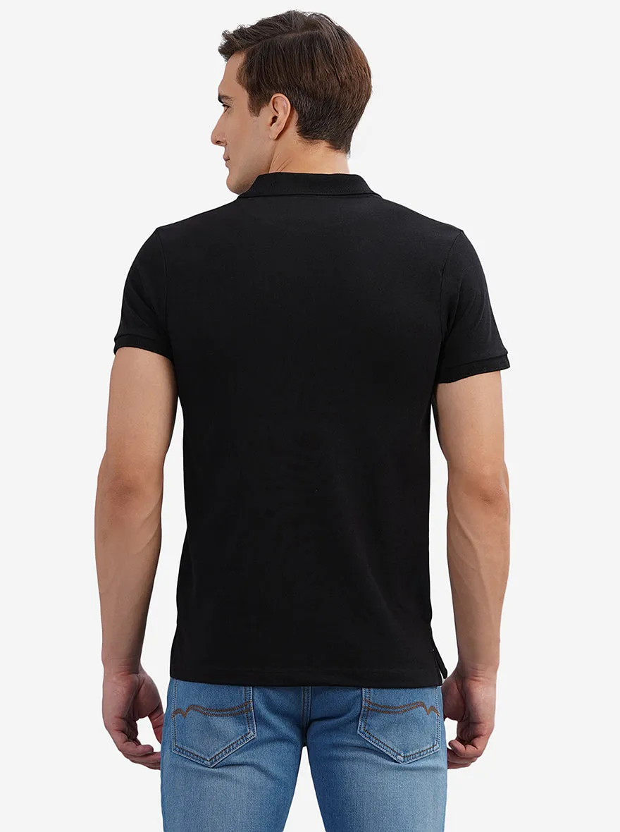 Black Solid Slim Fit Polo T-Shirt | Greenfibre