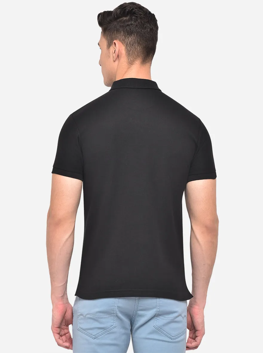 Black Solid Slim Fit Polo T-Shirt | Greenfibre
