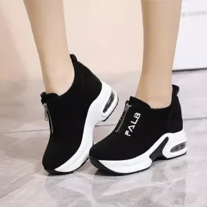 Black womens wedge sneakers