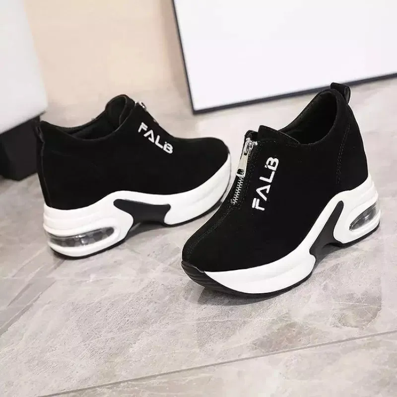 Black womens wedge sneakers
