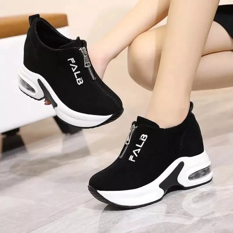 Black womens wedge sneakers