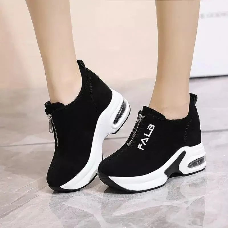 Black womens wedge sneakers