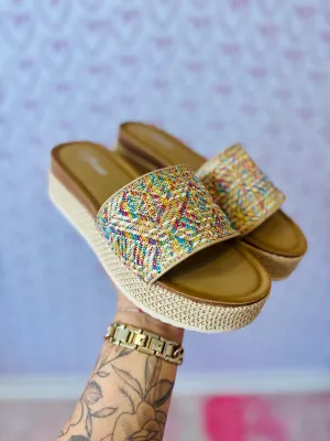 Boho Woven Raffia Platform Sandal