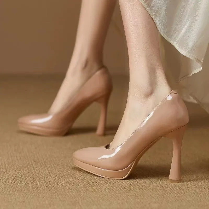 Bright Leather Pumps Professional High Heels