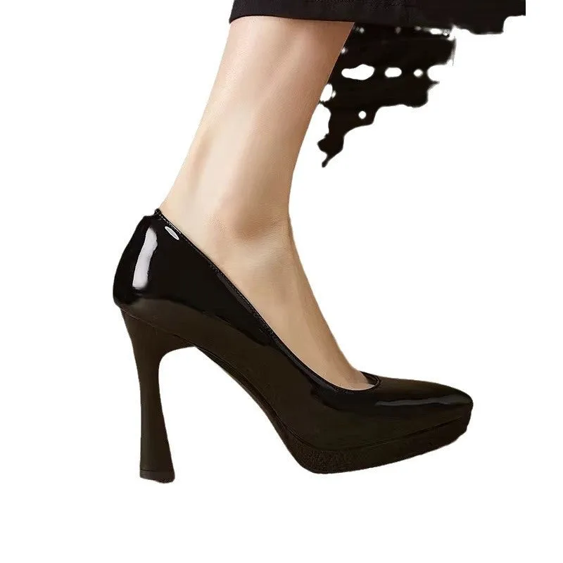 Bright Leather Pumps Professional High Heels