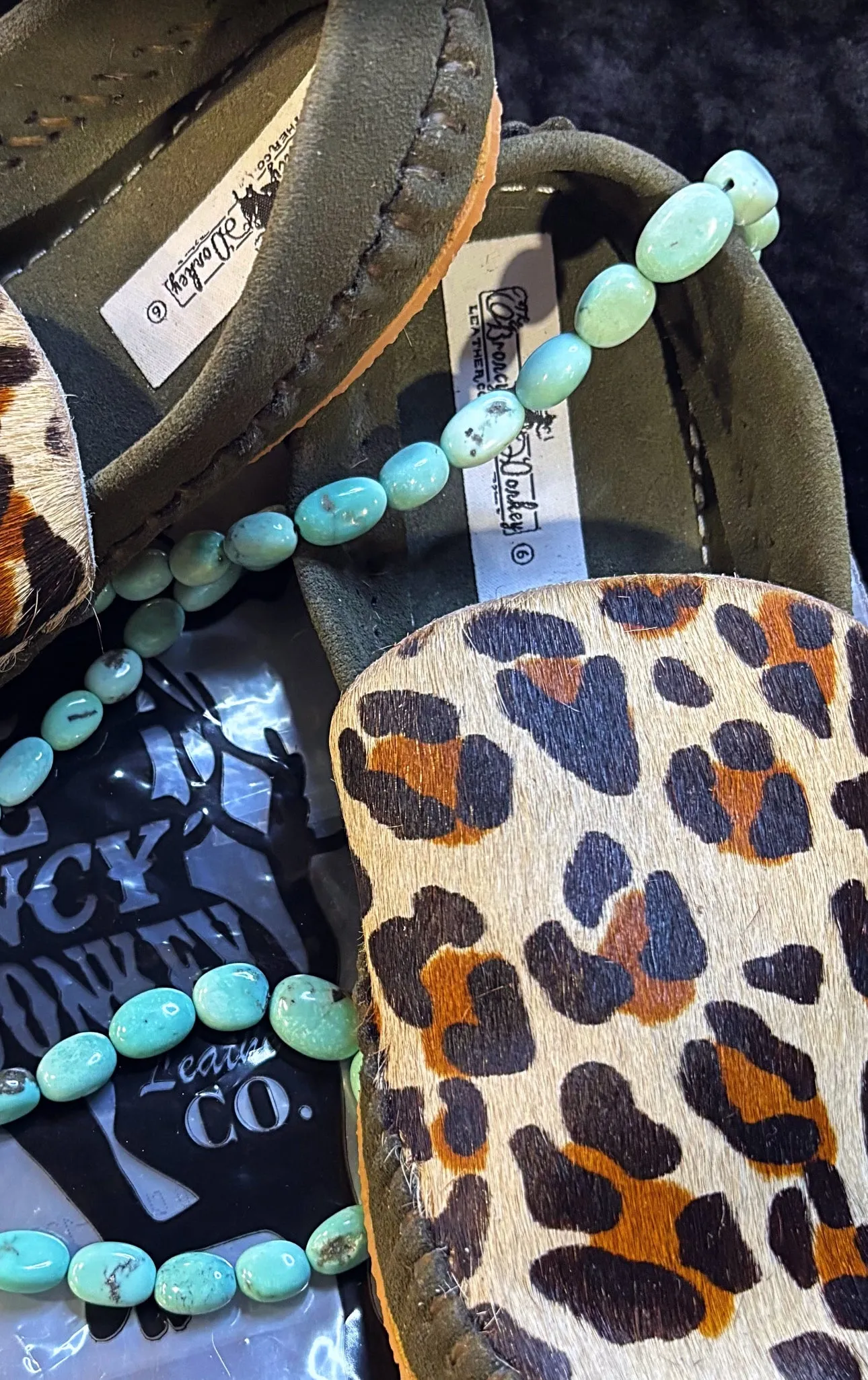BRONCY DONKEY LEATHER CO ASHLEY'S DESIGN SUEDE COWHIDE MOCCASINS