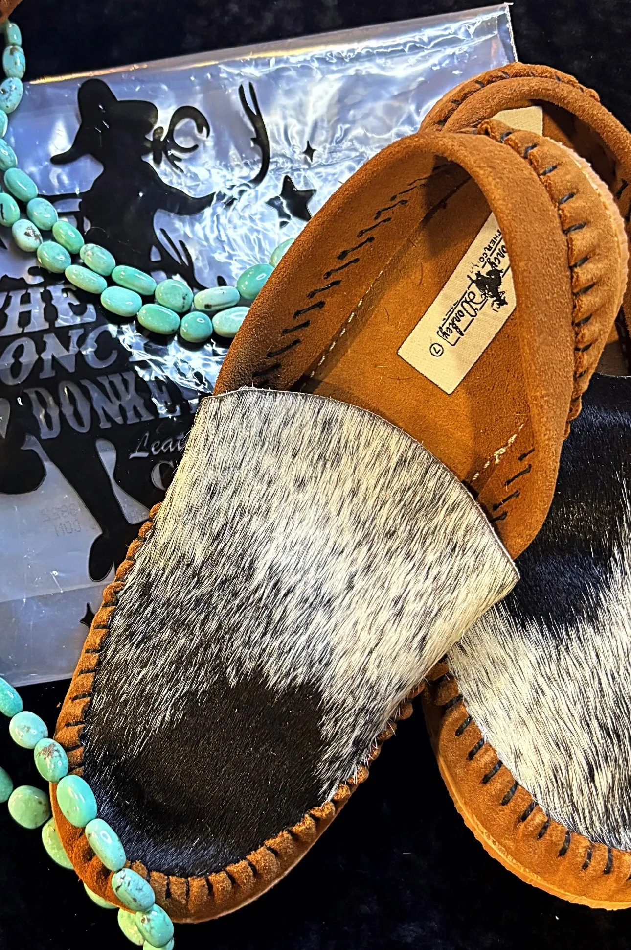 BRONCY DONKEY LEATHER CO ASHLEY'S DESIGN SUEDE COWHIDE MOCCASINS