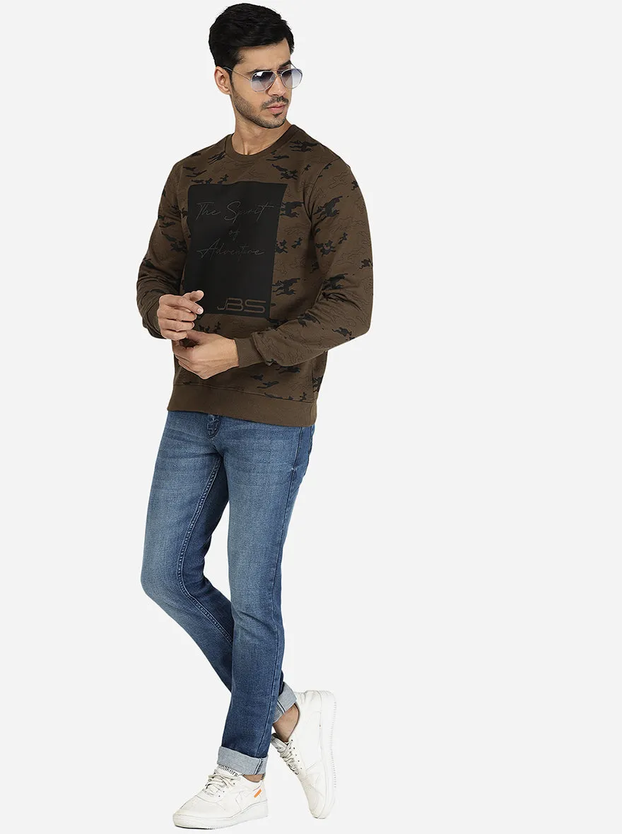 Brown Solid Regular Fit Winter T-Shirt | JadeBlue