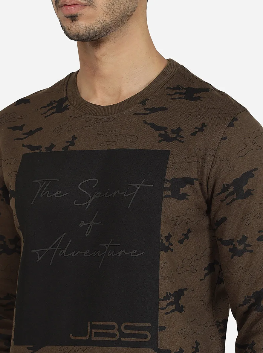 Brown Solid Regular Fit Winter T-Shirt | JadeBlue