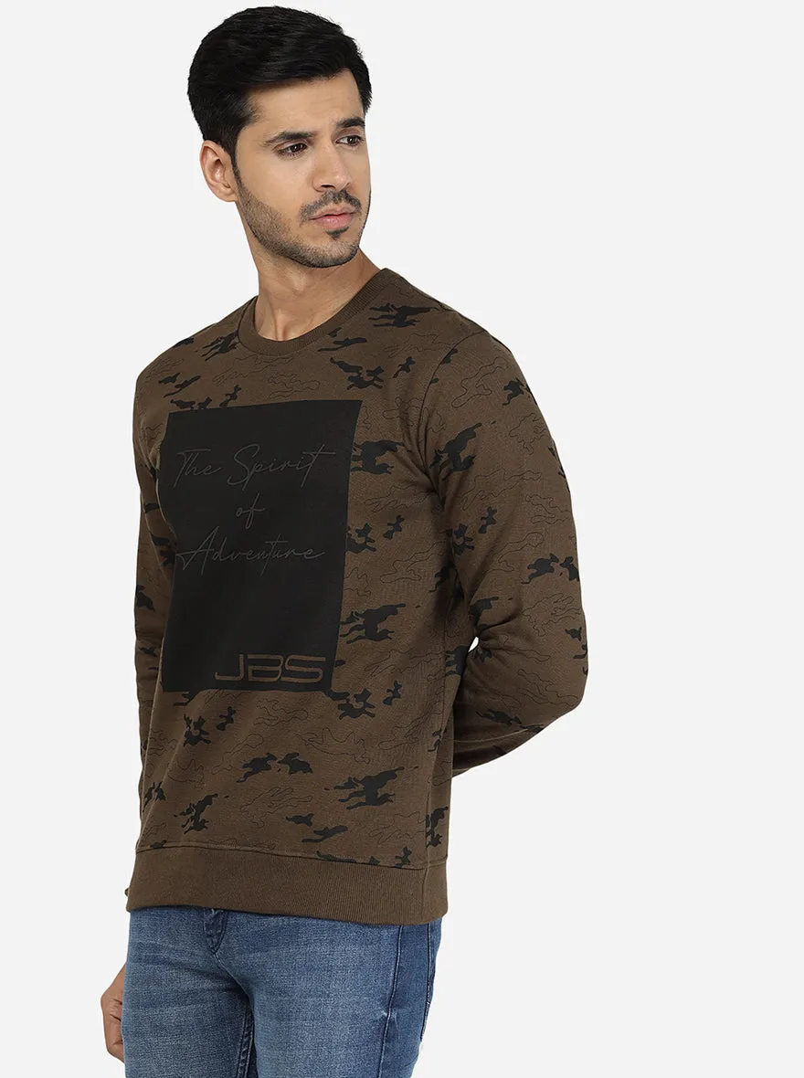 Brown Solid Regular Fit Winter T-Shirt | JadeBlue