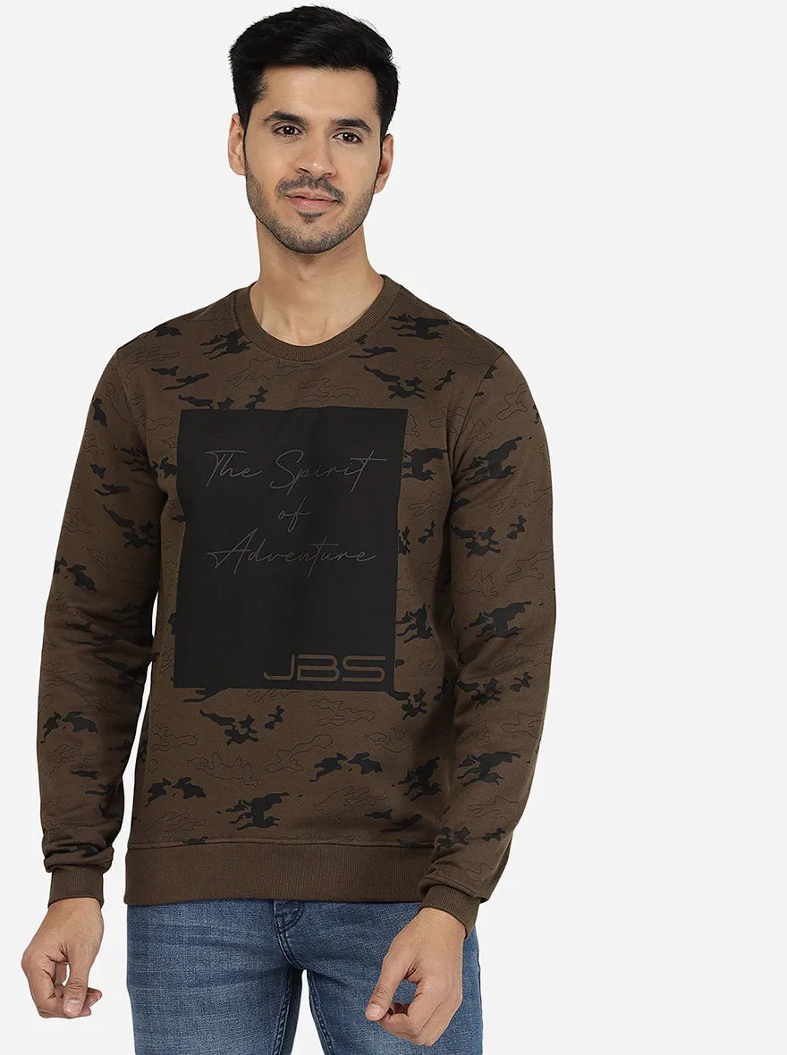 Brown Solid Regular Fit Winter T-Shirt | JadeBlue