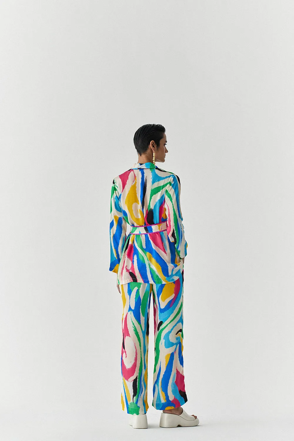 Brush Stroke Blazer Shirt And Trousers Co-Ord