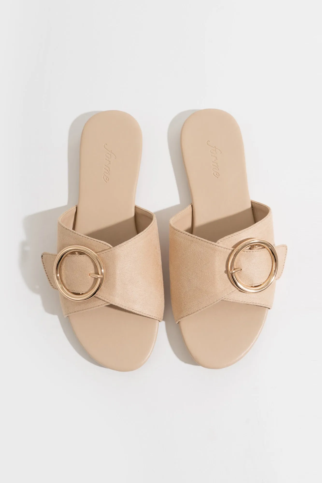 Buckled Strap Suede Curved Toe Sandals