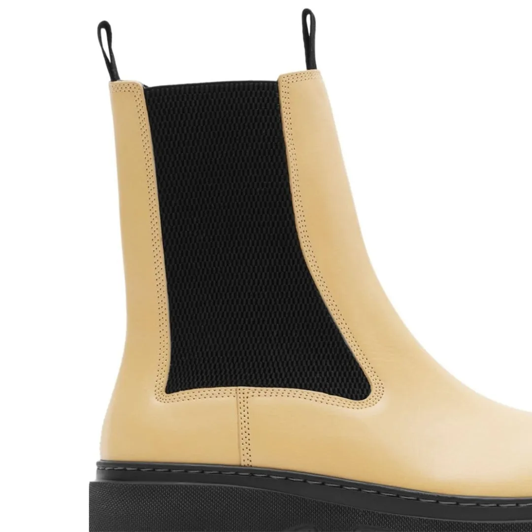 Burberry 8080141 Burberry Creeper Leather Chelsea Boots Custard Beige Chelsea Boot Male