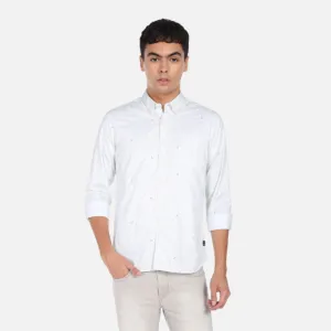 Button Down Collar Floral Print Satin Casual Shirt