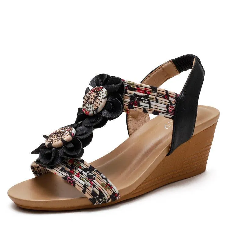 Casual And Fashionable Strappy Mid Wedge Sandals