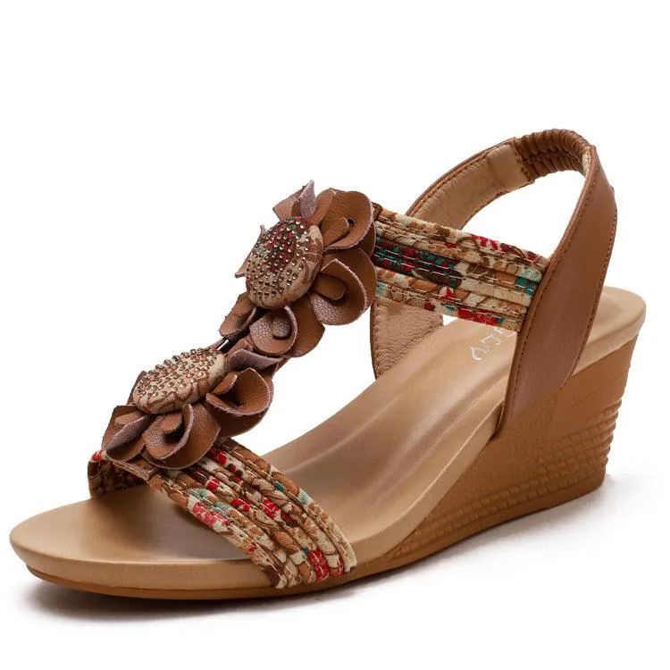 Casual And Fashionable Strappy Mid Wedge Sandals
